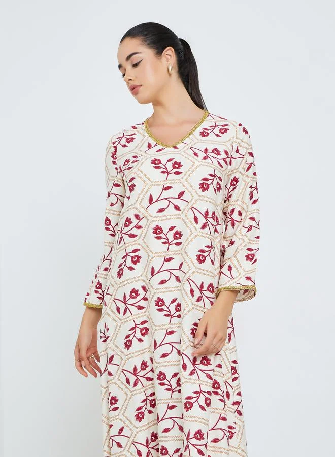Amirah Women Floral Printed A-Line Jalabiya